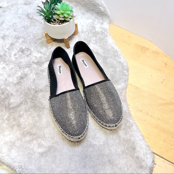 *Dune London | Graci Rhinestone Leather & Fabric Studded Espadrille Size 8 - Picture 4 of 14